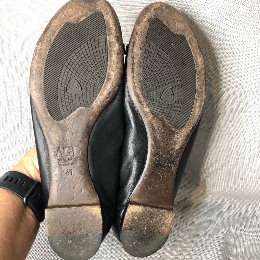 AGL Attilio Giusti Leombruni black cap toe leather ballet flats, size eu 41 - Picture 7 of 10